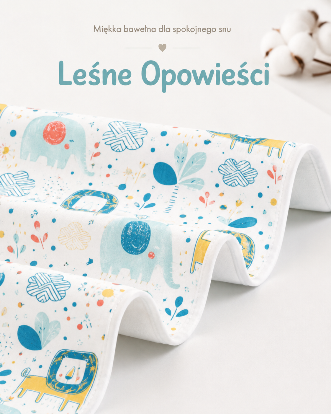 Wodoodporny ochraniacz na materac Lunoria – wzór Leśne Opowieści
