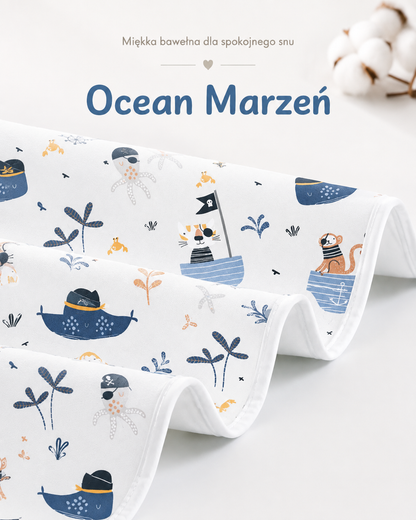 Wodoodporny ochraniacz na materac Lunoria – wzór Ocean Marzeń
